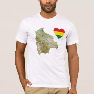 Coeur du drapeau de la Bolivie et T-shirt