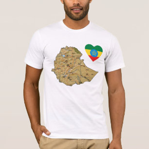 Coeur du drapeau éthiopien et T-shirt