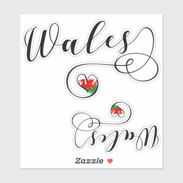 Coeur du pavillon gallois, Sticker du Pays de Gall (Feuille)