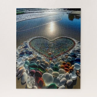 Coeur du rivage : Puzzle de verre marin
