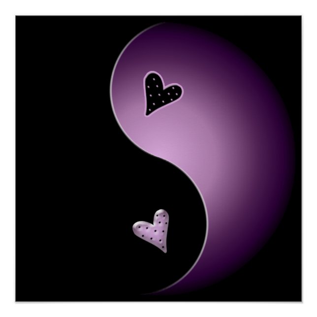 coeur du yin yang violet - affiche (Devant)