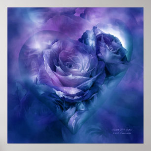 Coeur D'Un Rose - Poster D'Art Bleu Lavande/Imprim