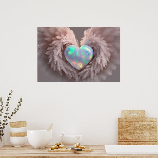 *~* Coeur Dusty Rose Ange ailes AP78 Poster Opal (Cuisine)