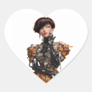 Cœur Edgy Heart Sticker with Cyberpunk Diva