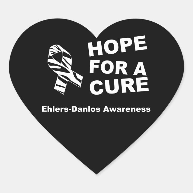 Cœur EDS Hope for a Cure Zebra Ribbon Heart Sticker (Devant)