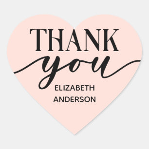 Cœur Élégant Sticker de Merci noir blanc
