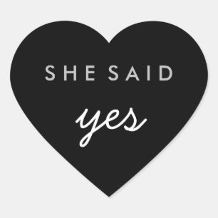 Cœur Elle A Dit Oui Mariage Fiançailles Sticker Argent