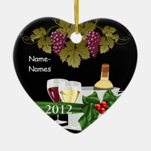 Cœur En Céramique AMATEURS DE VIN personnalisés ORNEMENT de 2012