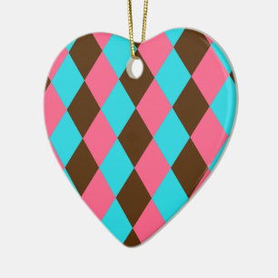 Cœur En Céramique Arlequin, Chocolat Pastel Ornement Coeur