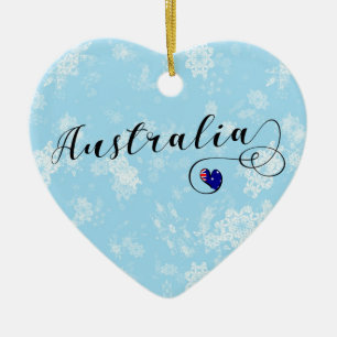 Cœur En Céramique Australie Coeur, ornement d'arbre de Noël