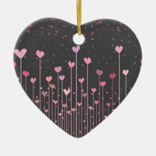 Cœur En Céramique Bel ornement rose de la Saint-Valentin   de coeurs