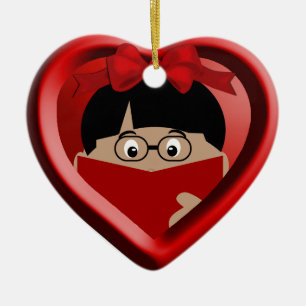 Cœur En Céramique Boy Book Lover Kids Heart Ornement 1