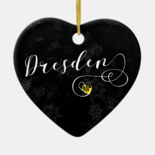 Cœur En Céramique Coeur de Dresde, Ornement d'Arbre de Noël, Allemag