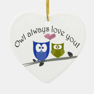 Cœur En Céramique De hibou amour toujours vous ! Ornement
