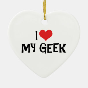 Cœur En Céramique J'adore mon ornement geek