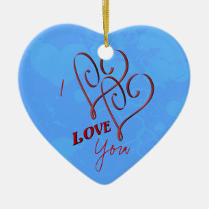 Cœur En Céramique Je T'Aime Ornement Double Coeur