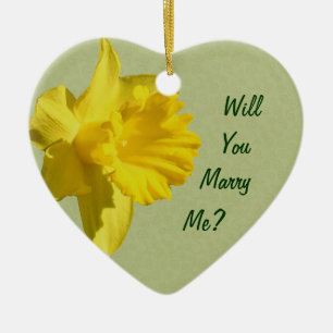 Cœur En Céramique Marry Me Jaune Daffodique Fiançailles Ornement