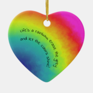 Cœur En Céramique nuage arc-en-ciel - ornement