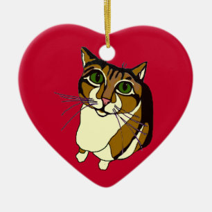 Cœur En Céramique Ornement bariolé de coeur de chat