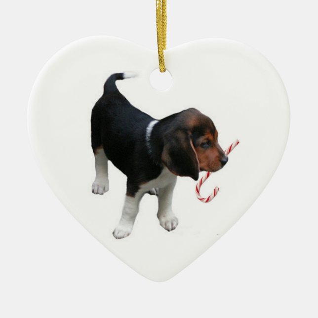 Cœur En Céramique Ornement beagle de chiot (Devant)
