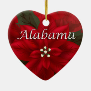 Cœur En Céramique Ornement cardiaque de l'Alabama Red Poinsettia