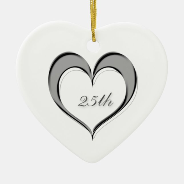 Cœur En Céramique Ornement cardiaque du 25e anniversaire (Devant)