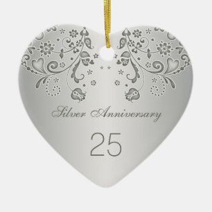 Cœur En Céramique Ornement d'anniversaire de mariage de remous