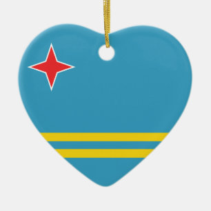 Cœur En Céramique Ornement de coeur de drapeau d'Aruba