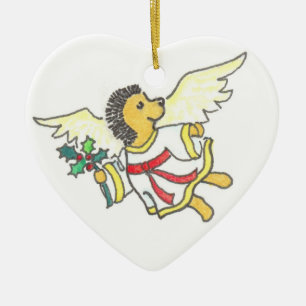 Cœur En Céramique Ornement de hérisson d'ange
