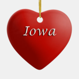 Cœur En Céramique Ornement de l'Iowa Red Heart