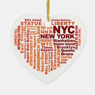 Cœur En Céramique Ornement de NYC - personnalisable