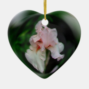 Cœur En Céramique Ornement Délicat Pink Iris Flower Art