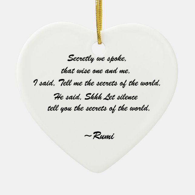 Cœur En Céramique Ornement d'iris de citation de Rumi (Devant)