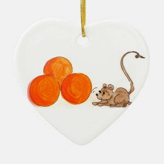 Cœur En Céramique Ornement d'oranges de n de souris