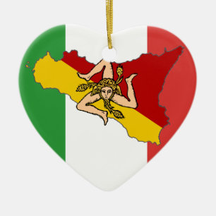 Cœur En Céramique Ornement italien de la Sicile de drapeau