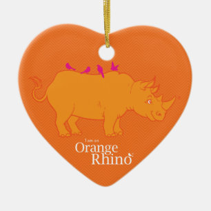 Cœur En Céramique Ornement orange de rhinocéros