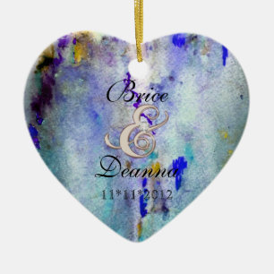 Cœur En Céramique Ornement turquoise de faveur de mariage de