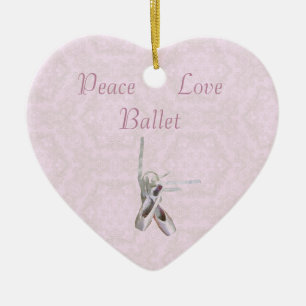 Cœur En Céramique 'Paix, Amour & Ballet' Ornement Coeur de dentelle