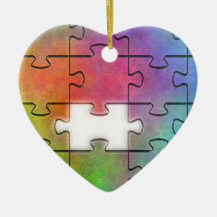 Cœur En Céramique Puzzle de l'autisme - Ornement cardiaque