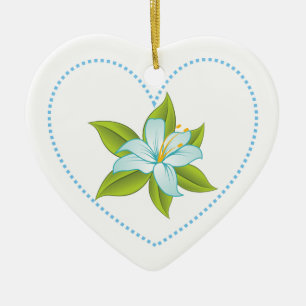 Cœur En Céramique Stargazer bleu clair lys ornement personnalisé