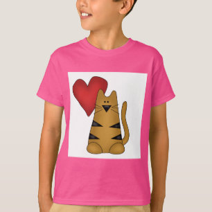 Coeur et T-shirts et cadeaux rayés de chat