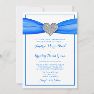 Coeur étincelant avec Aqua Blue Ribbon Invitation