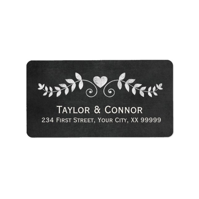 Coeur Floral Chalkboard Amour Étiquette de adresse (Devant)