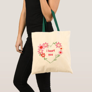 Coeur floral mignon Valentine's day citation Sac f