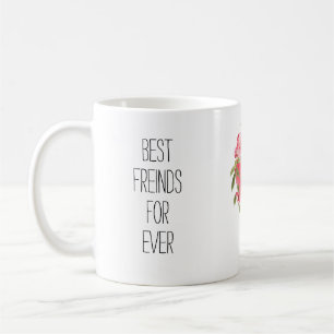 Coeur floral moderne personnalisé meilleur ami mug