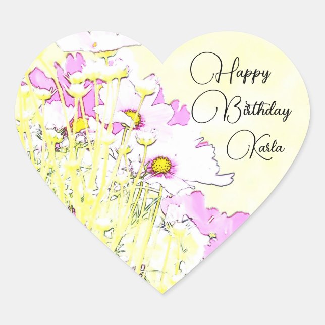 Cœur Floral Monogram Sticker (Devant)