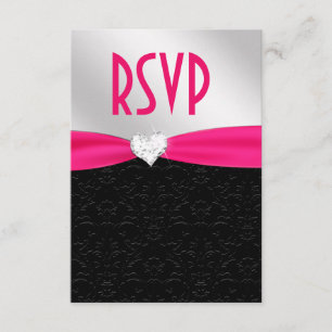 Coeur floral noir RSVP de diamant de damassé de