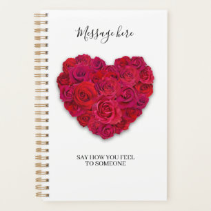 Cœur Floral Romantique Rose Rouge Texte Personnali