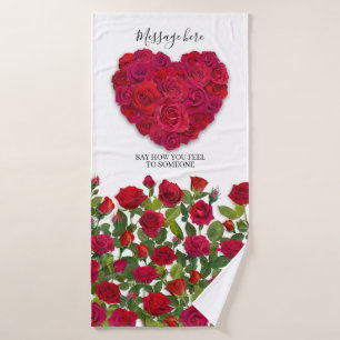Cœur Floral Romantique Rose Rouge Texte Personnali