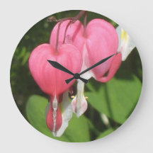 Coeur floral saignant - Grande horloge ronde mural